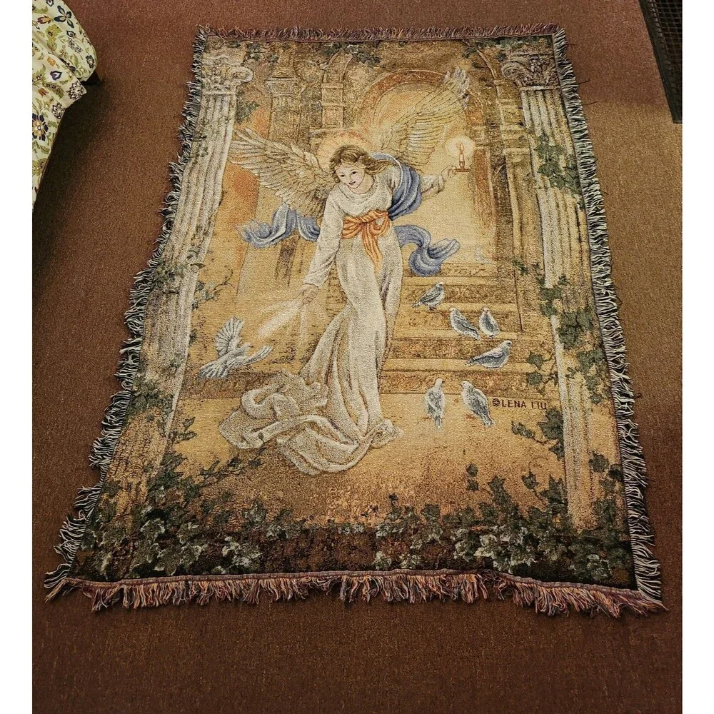 Lena Liu Angel Of Light Large Wall Tapestry Blanket Doves Birds Hanging 68”x 51”